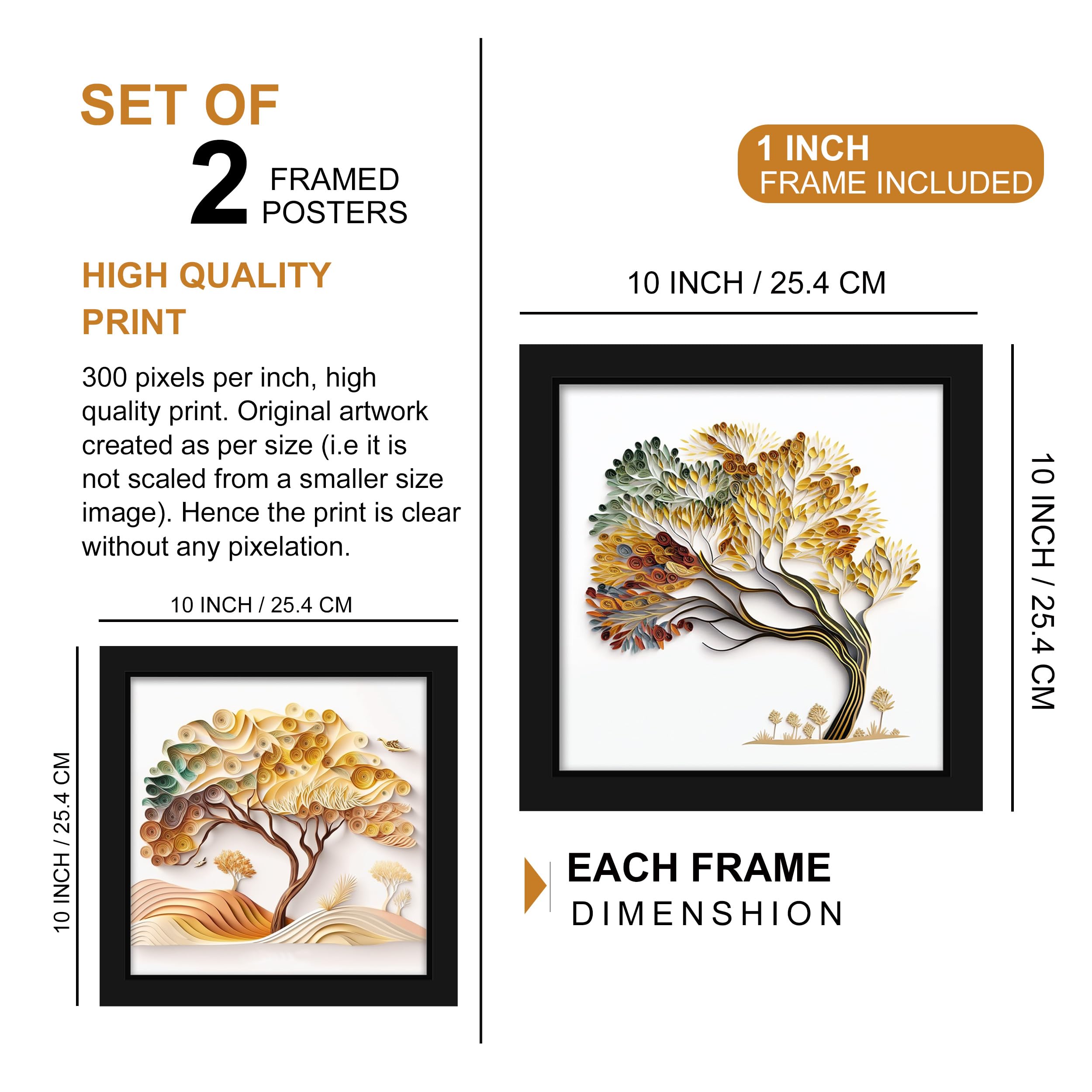 Indianara Abstract Tree Framed Gallery Wall Art, Set Of 4 For Living Room | Wall Decor | Bedroom | Office | Hotel(10805)